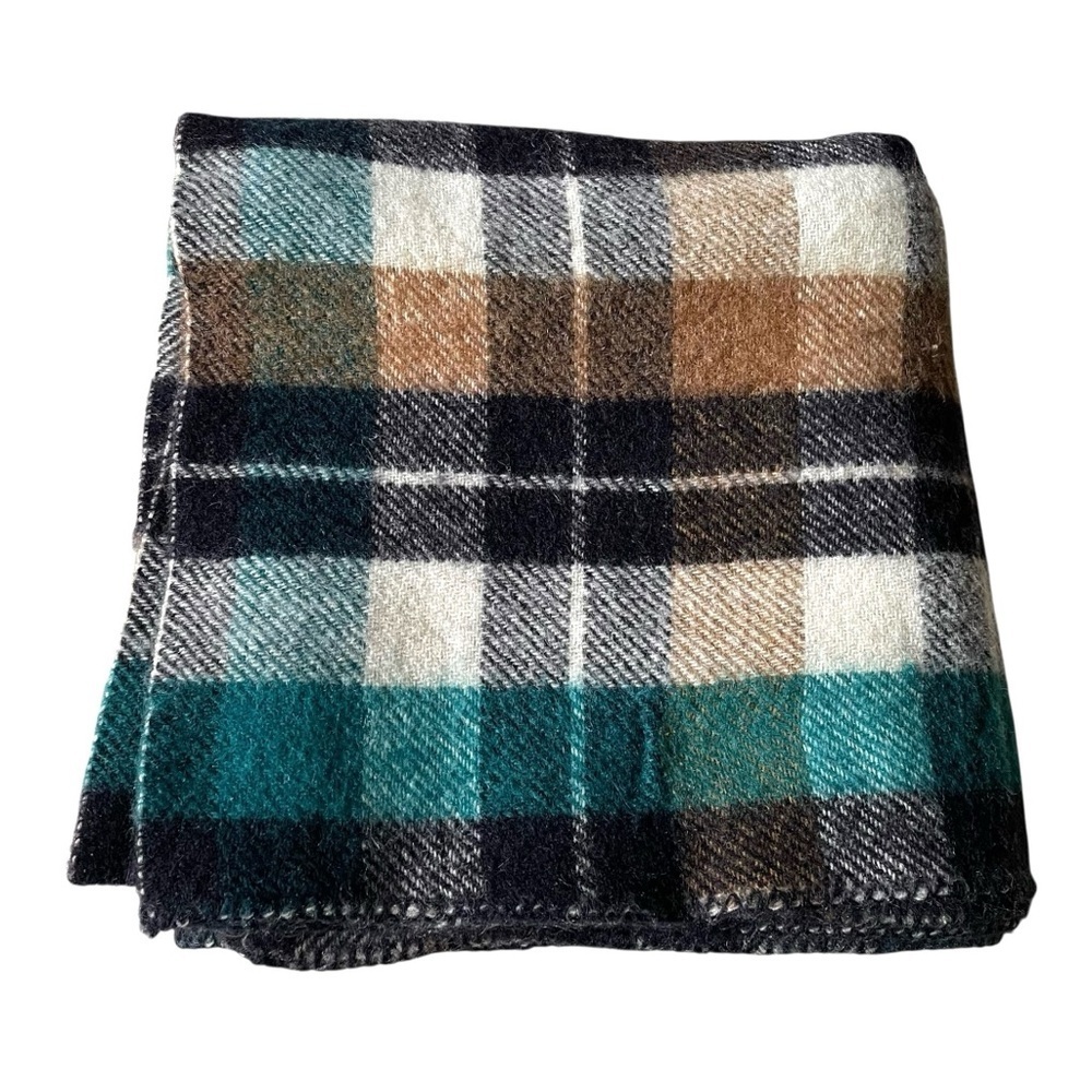 AYERS Plaid Wool Throw Blanket Large